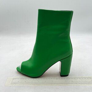 Green Women Stylish Peep Toe Ankle Boots Chunky Heels Party Prom Nightclub Shoes